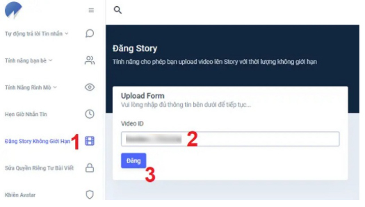 Tại cột phải của trang web vừa mở, bạn chọn tính năng Đăng story không giới hạn Tại cột phải của trang web vừa mở, bạn chọn tính năng Đăng story không giới hạn