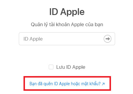 Cách lấy lại mật khẩu iCloud