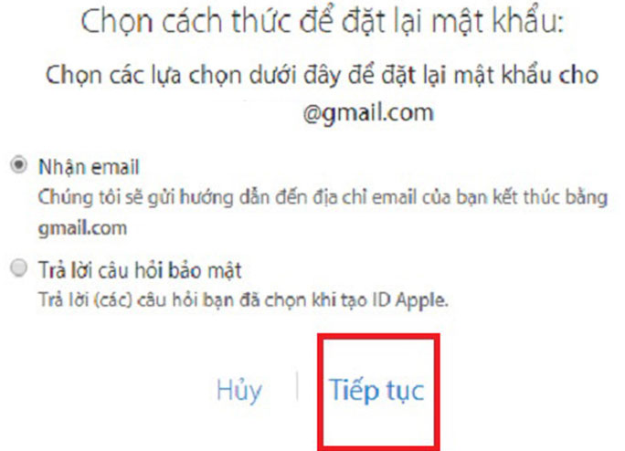 Cách lấy lại mật khẩu iCloud