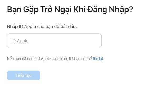 Cách lấy lại mật khẩu iCloud