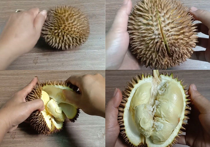 Cách bổ sầu riêng nhanh gọn không cần dao