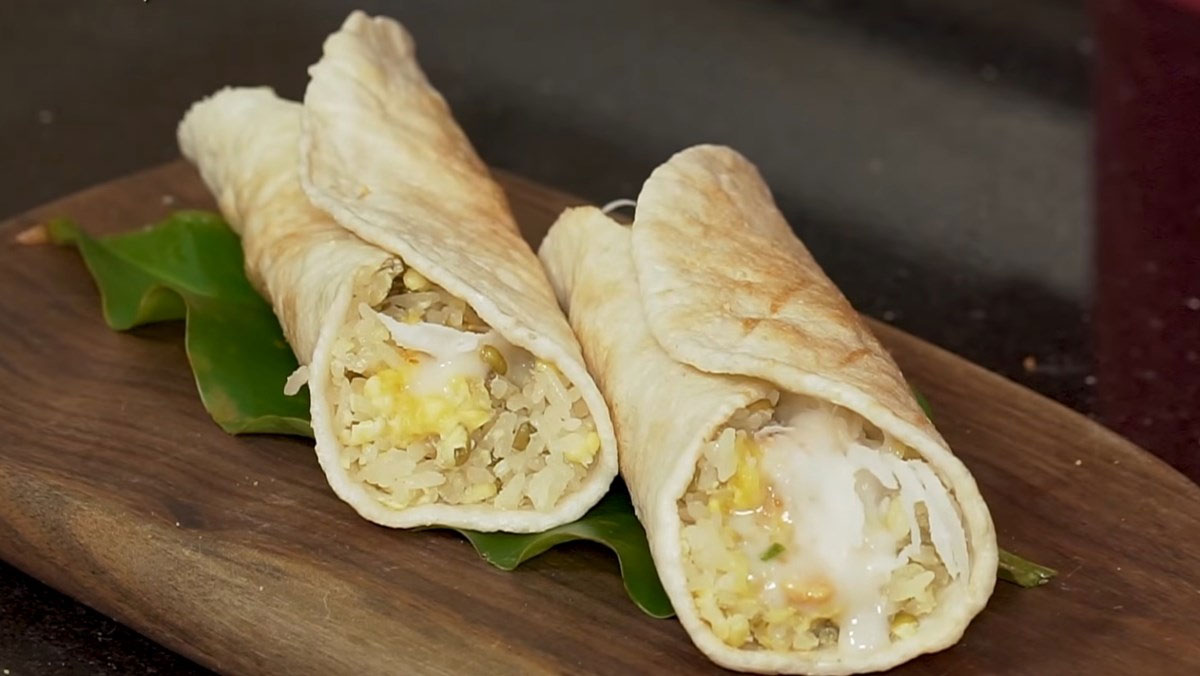 Xôi sầu riêng bánh phồng Xôi sầu riêng bánh phồng