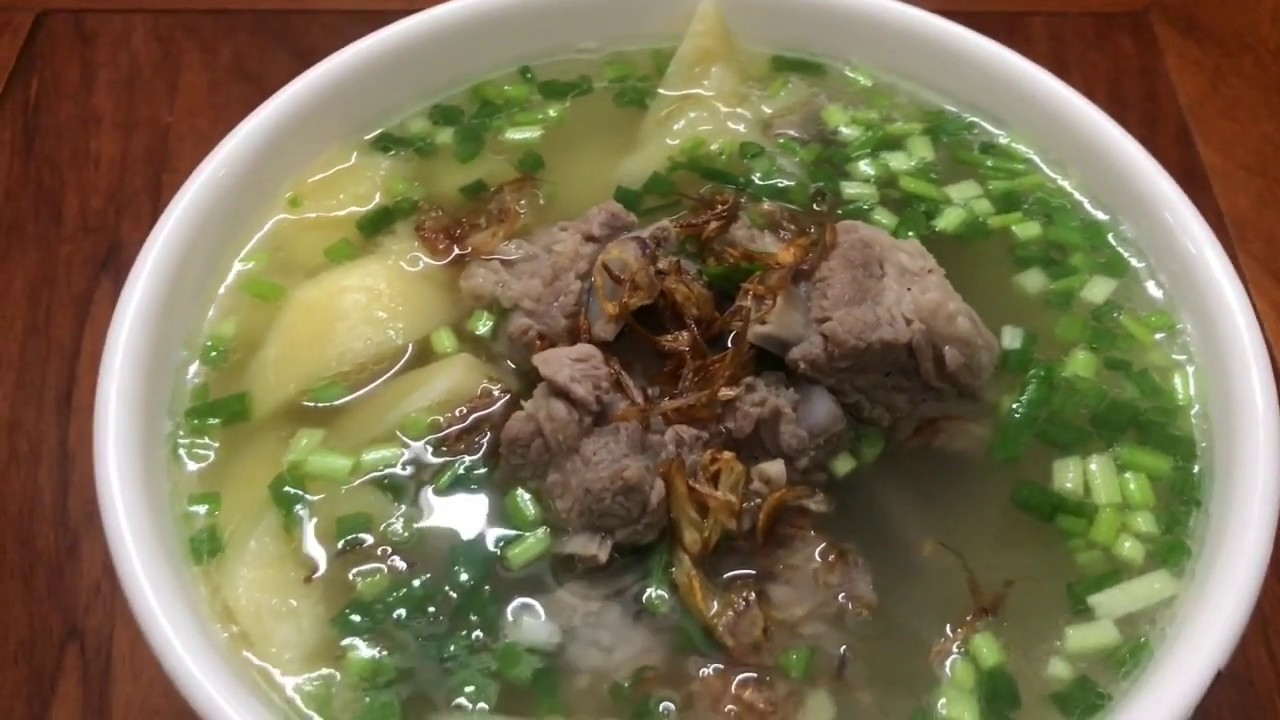 Canh sầu riêng xanh nấu sườn non Canh sầu riêng xanh nấu sườn non