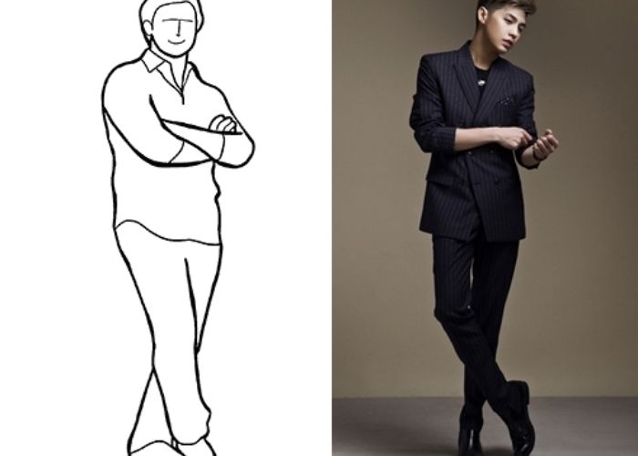 Đứng vắt chéo chân Đứng vắt chéo chân