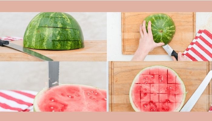 Cách bổ dưa thành hình vuông nhỏ Cách bổ dưa thành hình vuông nhỏ