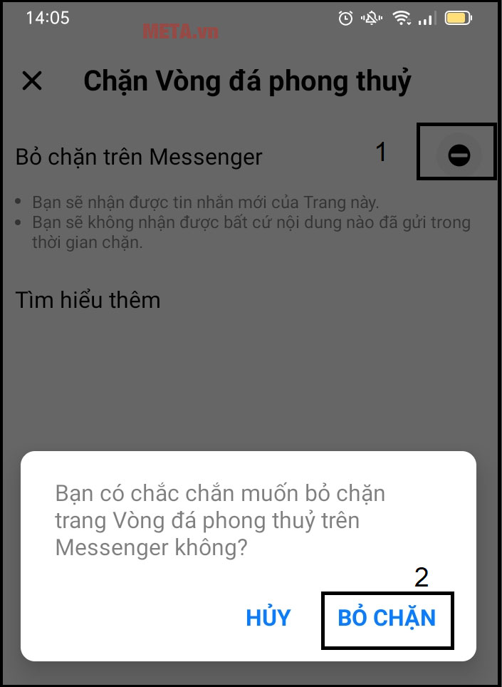 Cách bỏ chặn trên Messenger
