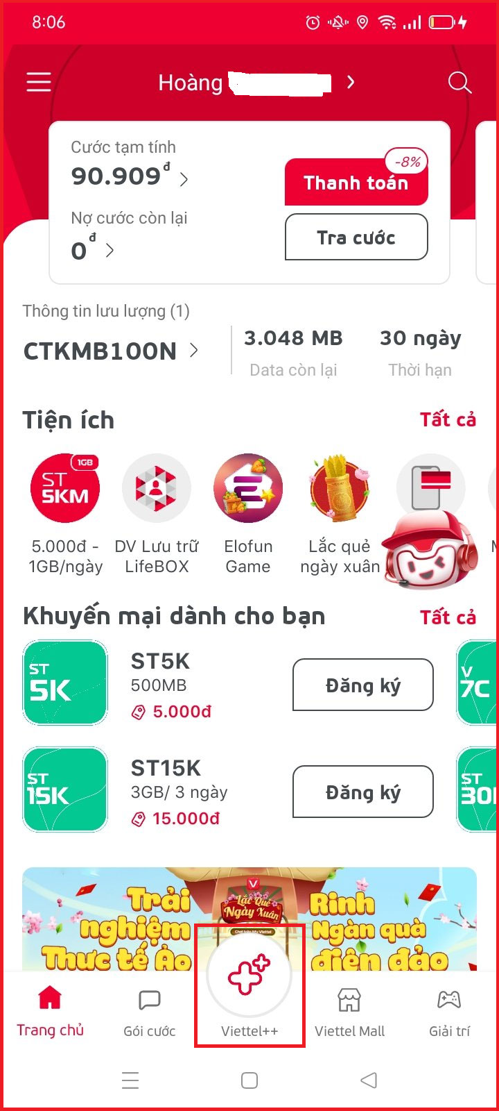 Cách tặng điểm Viettel++