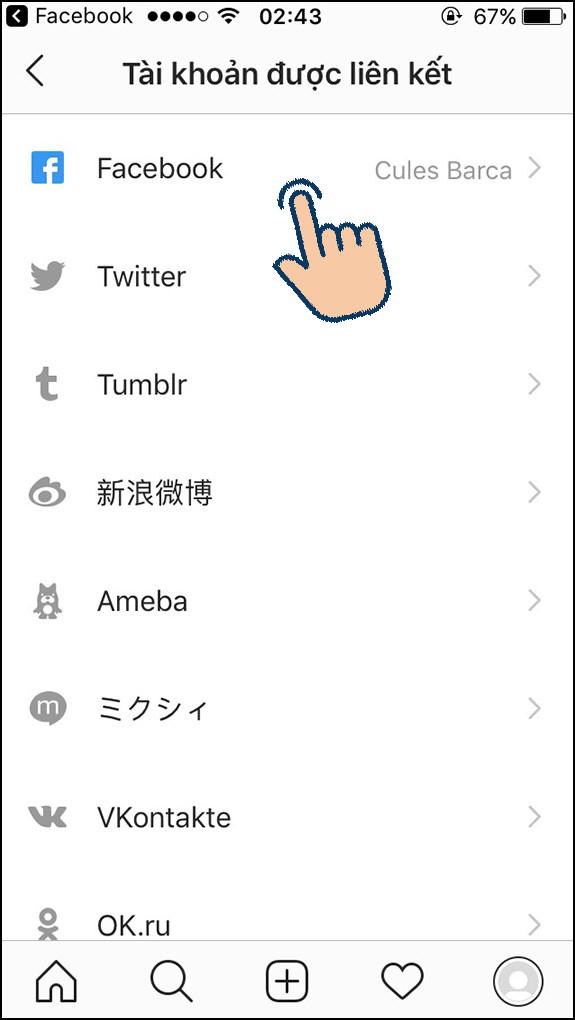 Tài khoản Instagram của bạn đã được liên kết với tài khoản Facebook