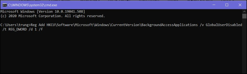 Trong cửa sổ smd, bạn nhập đoạn nhận dưới đây vào -> Nhấn Enter
