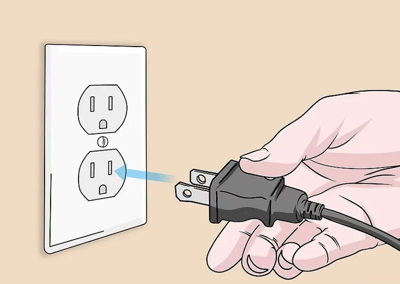 Cắm dây điện của bộ định tuyến vào nguồn điện Cắm dây điện của bộ định tuyến vào nguồn điện