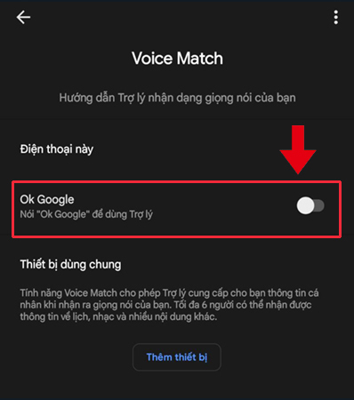 Gạt thanh OK Google sang phải để kích hoạt tính năng nhận giọng nói cho trợ lý Google Gạt thanh OK Google sang phải để kích hoạt tính năng nhận giọng nói cho trợ lý Google