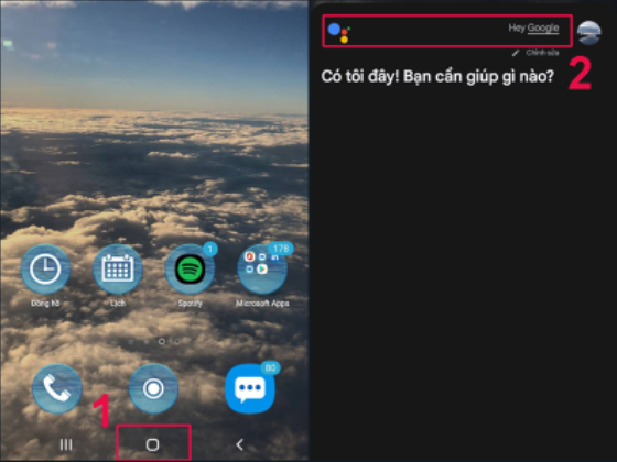 Giao diện Google xuất hiện, bạn hãy nói OK Google hoặc Hey Google để kích hoạt trợ lý ảo (đối với lần đầu sử dụng) Giao diện Google xuất hiện, bạn hãy nói OK Google hoặc Hey Google để kích hoạt trợ lý ảo (đối với lần đầu sử dụng)
