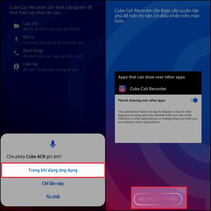 Cấp quyền truy cập cho ứng dụng