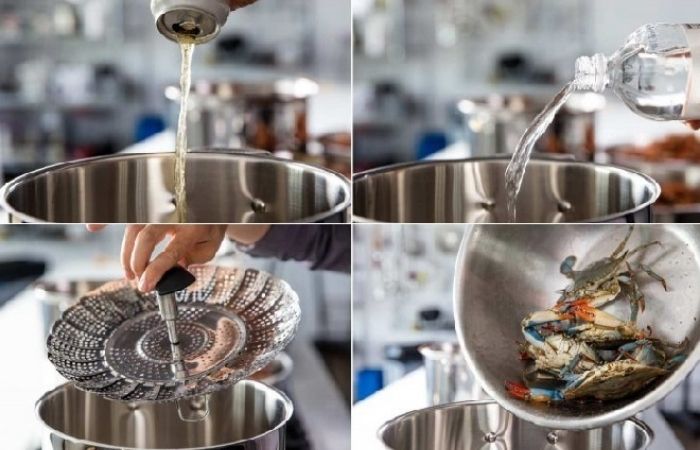 Hấp ghẹ với nước dừa Hấp ghẹ với nước dừa