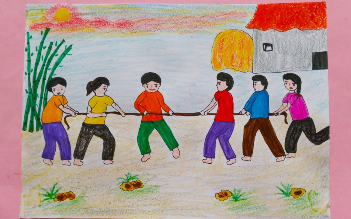 Tranh vẽ trò chơi dân gian