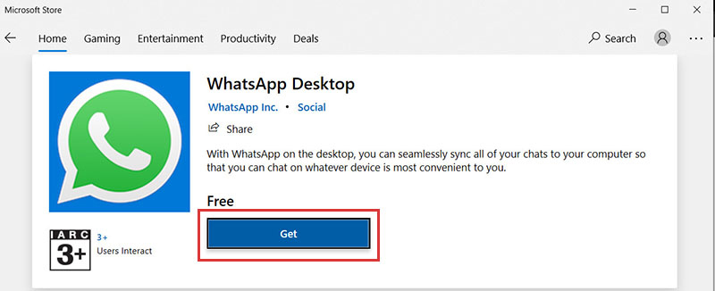 Tại giao diện Store, bạn nhấn Get