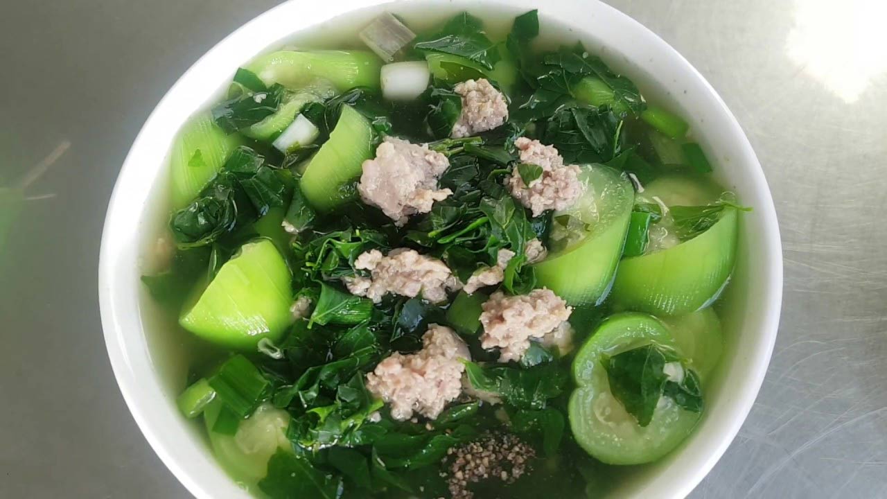 Canh rau đay nấu mướp thịt băm Canh rau đay nấu mướp thịt băm
