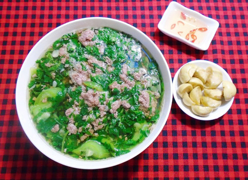Canh rau đay nấu riêu tôm Canh rau đay nấu riêu tôm