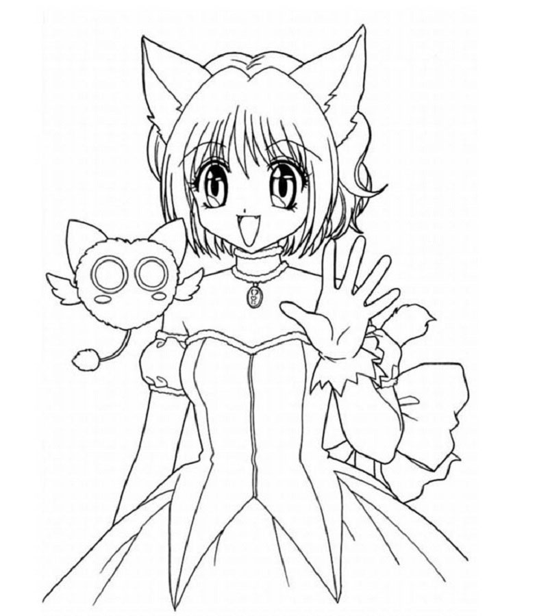 Tranh tô màu anime cute