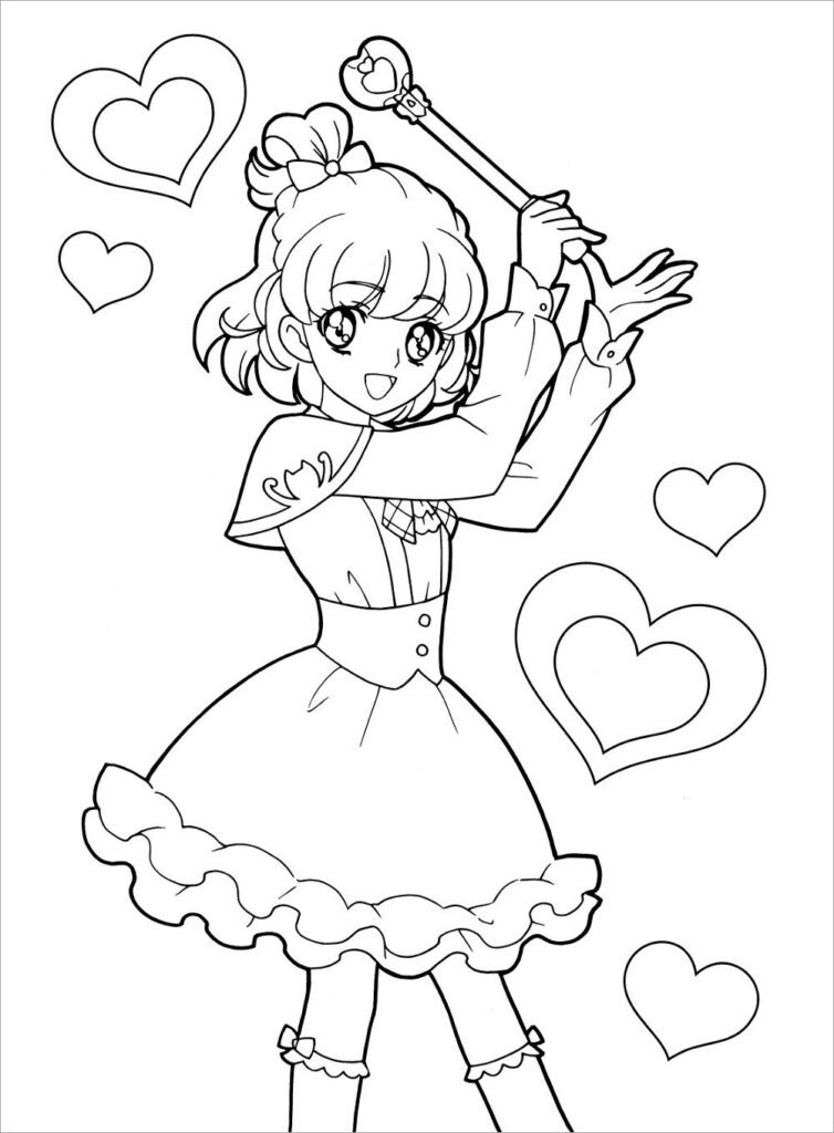 Tranh tô màu anime cute