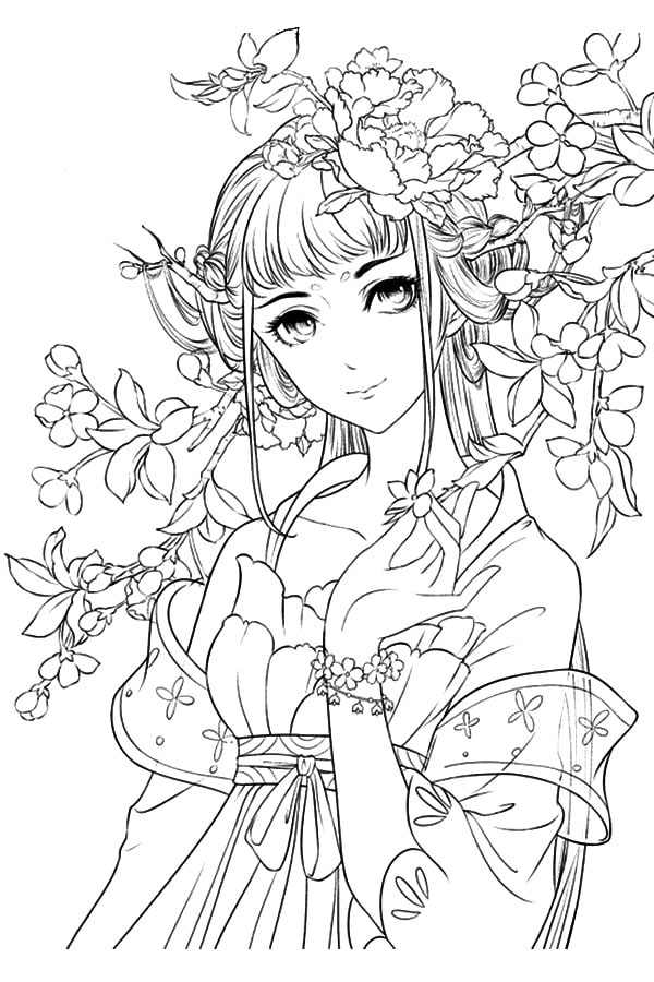 Tranh tô màu anime đẹp