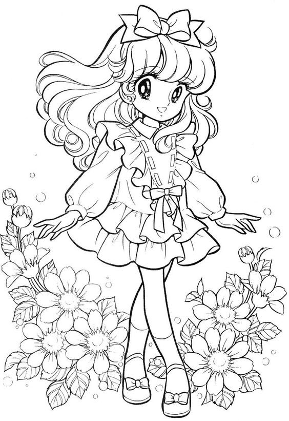 Tranh tô màu anime cute