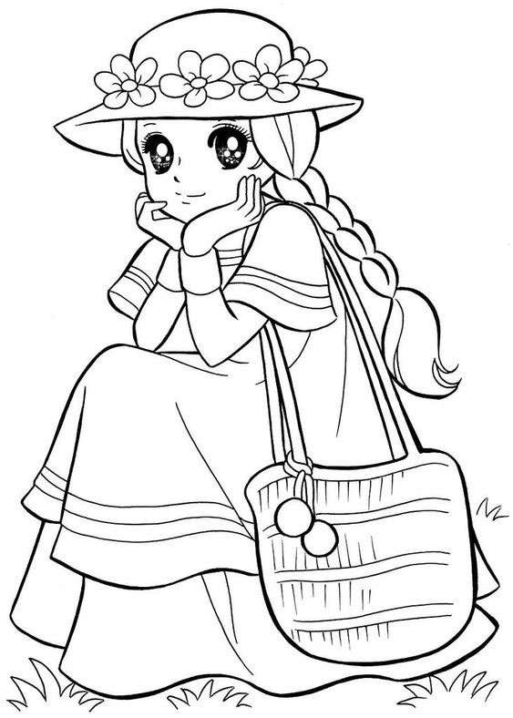 Tranh tô màu anime cute