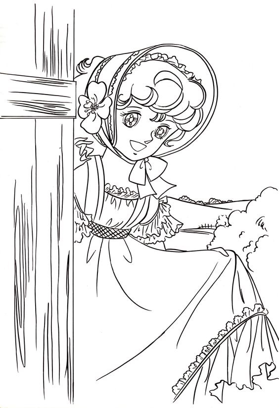 Tranh tô màu công chúa anime cute