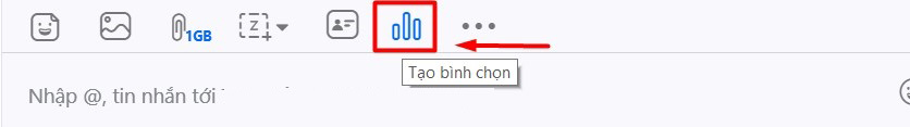 Nhấn vào thanh công cụ Tạo bình chọn có biểu tượng 3 cột như hình bên dưới Nhấn vào thanh công cụ Tạo bình chọn có biểu tượng 3 cột như hình bên dưới