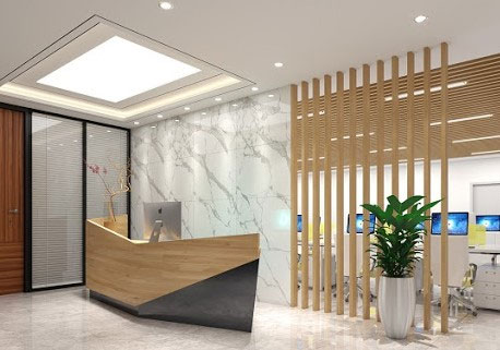 Backdrop lễ tân, công ty