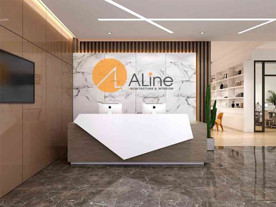 Backdrop lễ tân, công ty