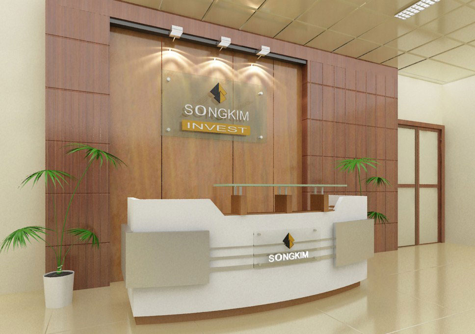 Backdrop lễ tân, công ty