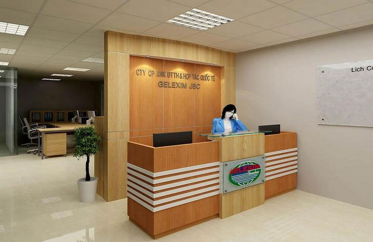 Backdrop lễ tân, công ty