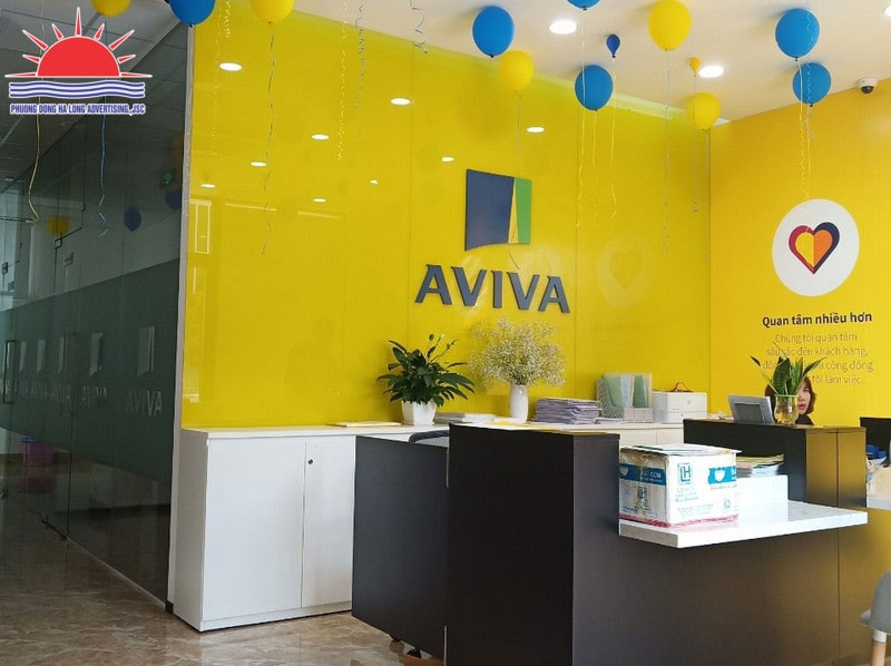 Backdrop lễ tân, công ty