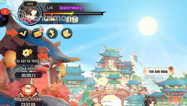 Nhấn chọn biểu tượng thu gọn cài đặt -> Nhấn chọn Cài đặt hệ thống Nhấn chọn biểu tượng thu gọn cài đặt -> Nhấn chọn Cài đặt hệ thống