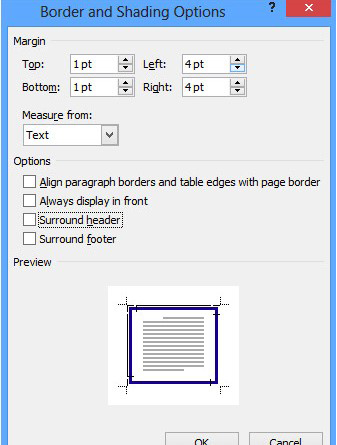 Nhấn chọn Options để mở hộp thoại Border and Shading Options Nhấn chọn Options để mở hộp thoại Border and Shading Options
