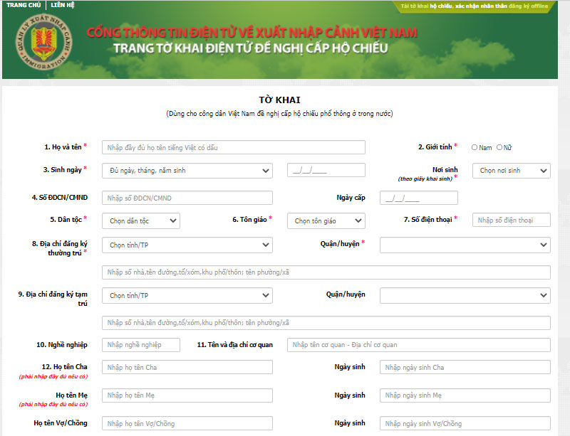Cách làm hộ chiếu online Cách làm hộ chiếu online