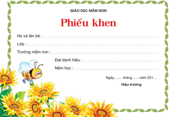 Mẫu giấy khen đẹp cho mầm non 3 Mẫu giấy khen đẹp cho mầm non 3