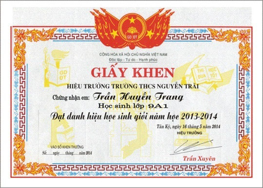 Giấy khen cho học sinh Trung học Cơ Sở 2 Giấy khen cho học sinh Trung học Cơ Sở 2