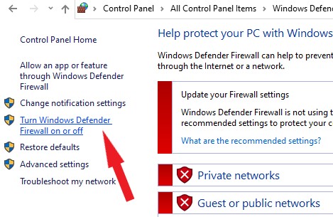 Tắt tường lửa Tắt tường lửa