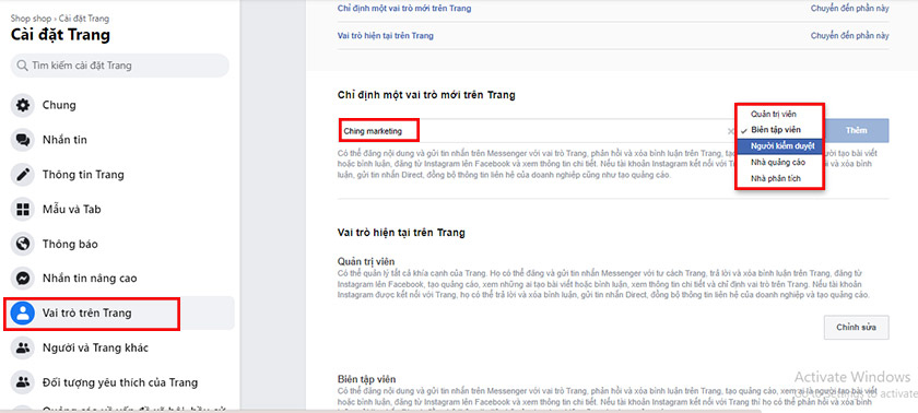Nhập người mà bạn muốn thêm vào và đừng quên chọn Vị trí vai trò trang nhé