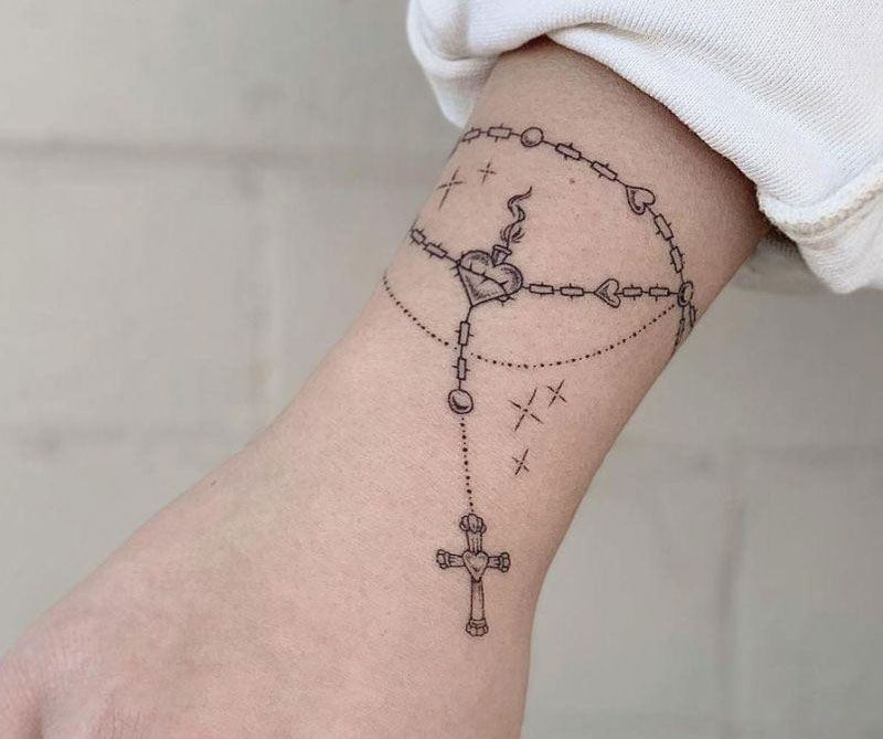 Hình xăm vòng tay chuỗi hạt