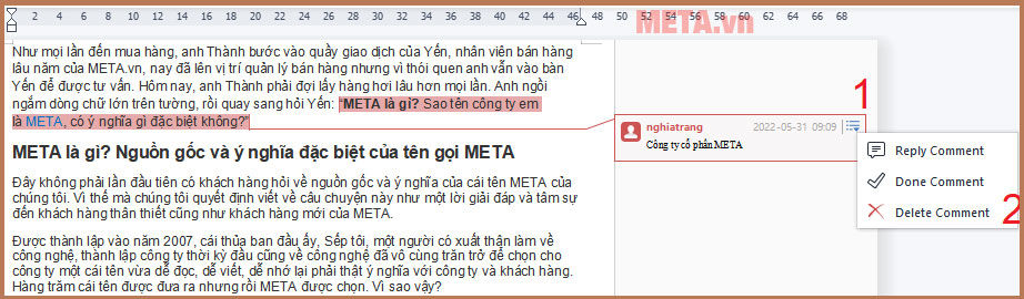 Cách xóa comment trong Word