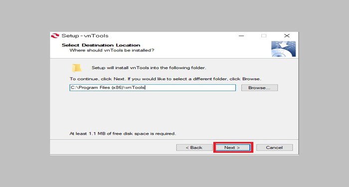 Nhấn chọn vùng cài đặt -> Nhấn Next để tiếp tục