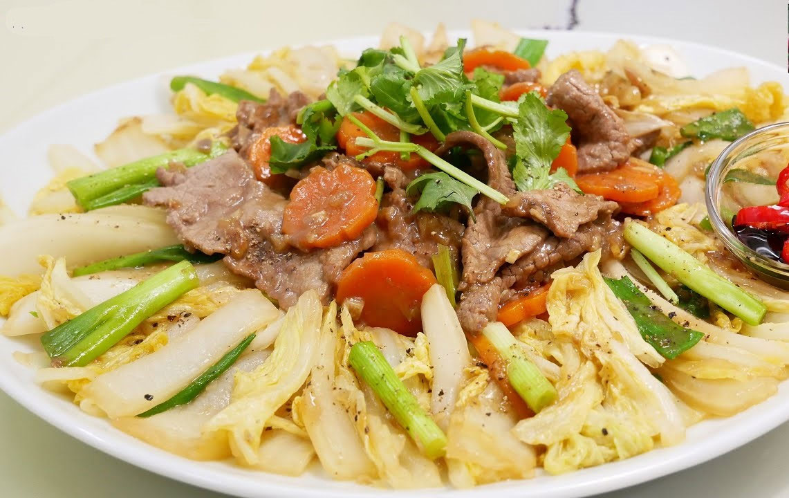 Cải thảo xào thịt bò