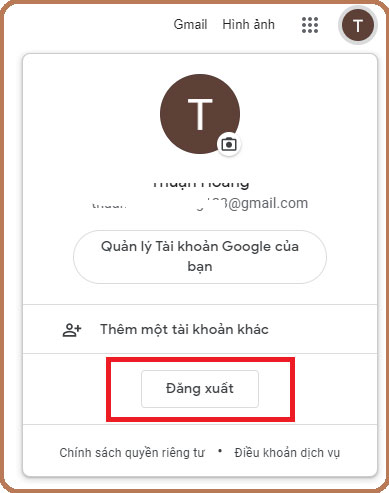 Cách đăng xuất Gmail trên máy tính