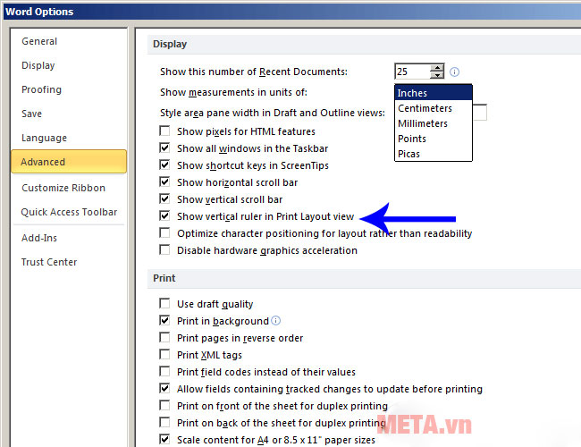 Cách hiện thước trong Word
