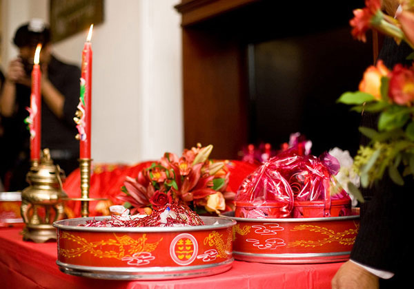 Lễ vật chuẩn bị làm lễ gia tiên ngày cưới