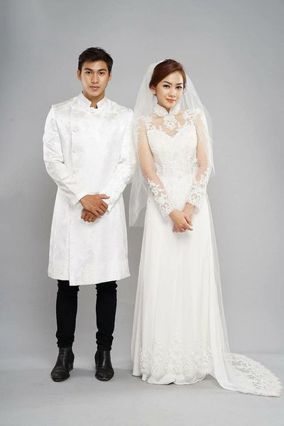 Mẫu áo dài cưới cách tân