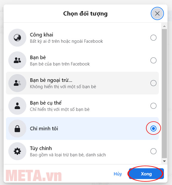Chọn Chỉ mình tôi để ẩn danh sách bạn bè trên Facebook